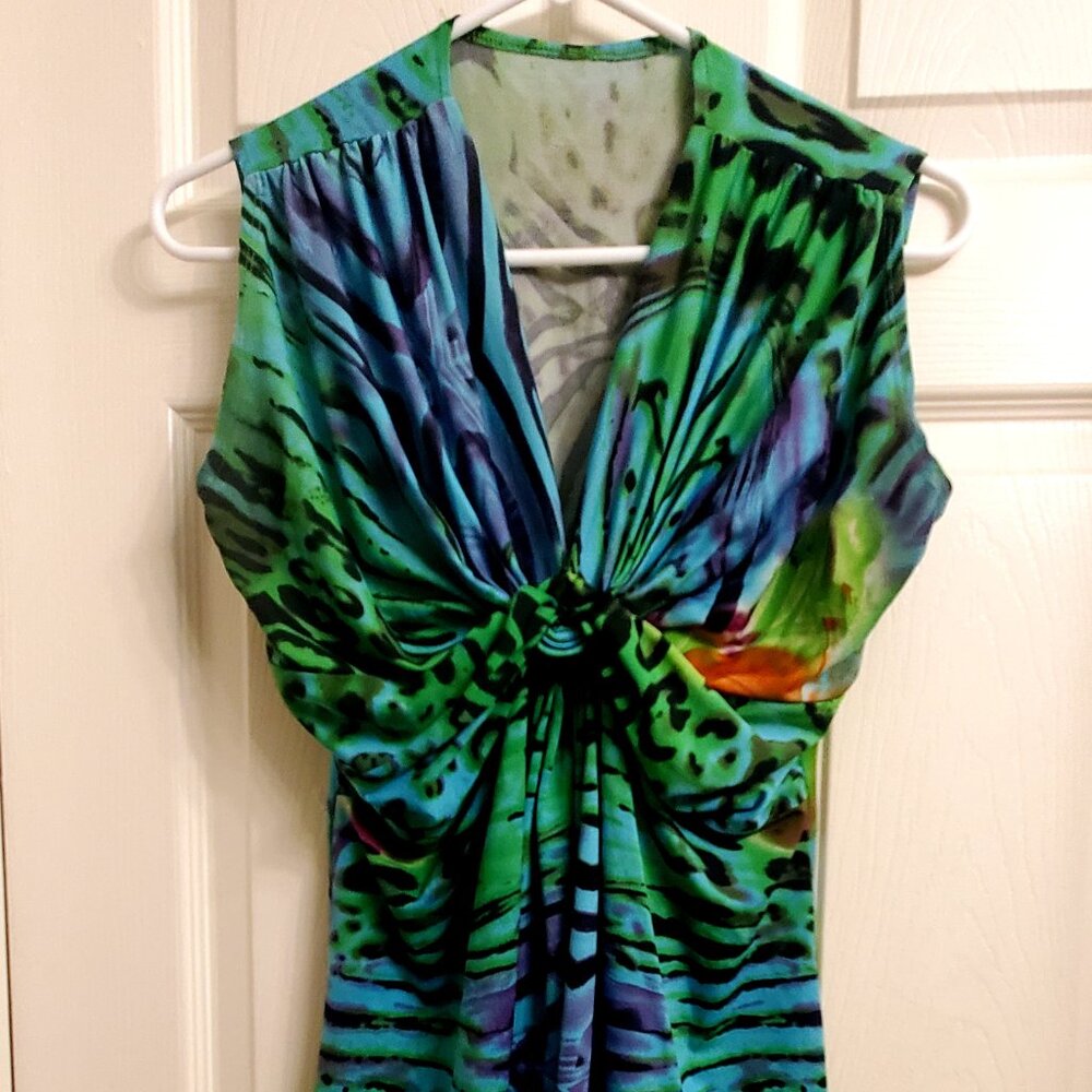 Vibrant Green and Blue Woman's Top